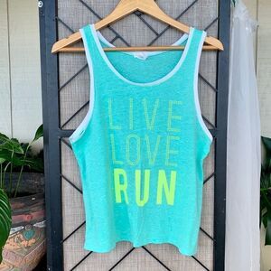 Live Love Dream Run Green Exercise Tank Medium